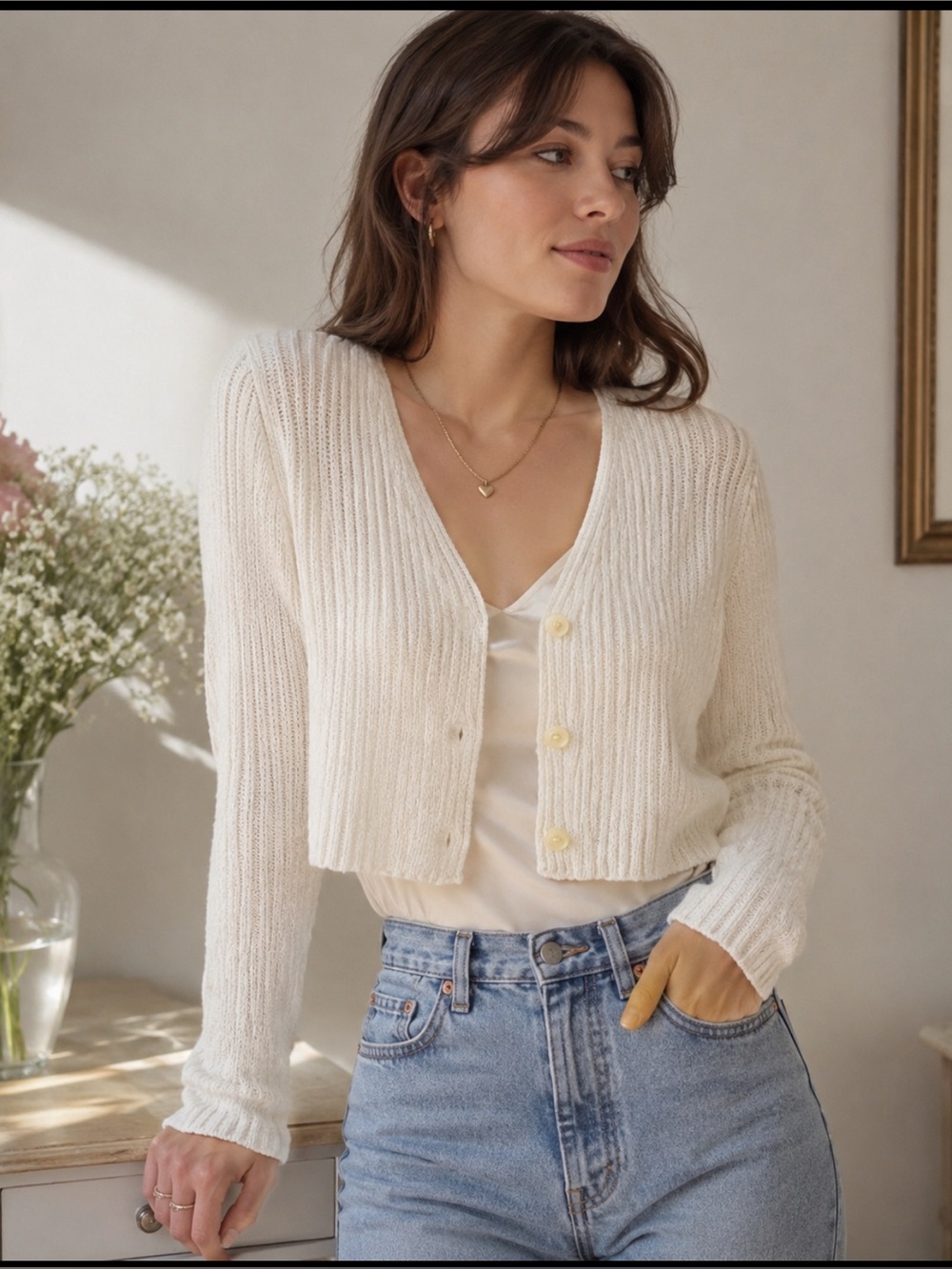 Max Studio Cream Cardigan
